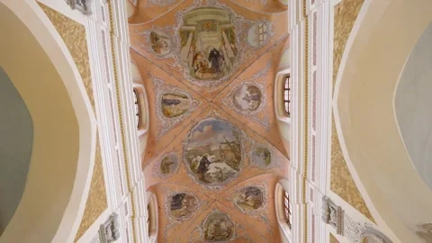 Movement through the Church of the Assumption of the Blessed Virgin Mary Stock Footage 336437497