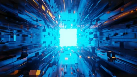 Movement through a cyber tunnel, another space 库存影片 200204816