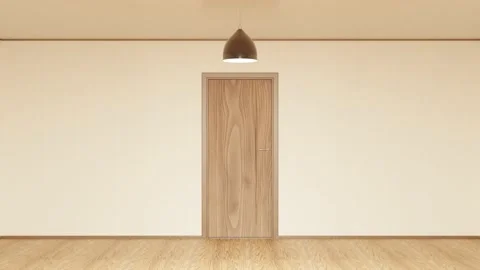 Movement through empty rooms. Opening door. Show room with empty wall and floor 스톡 동영상 196001743