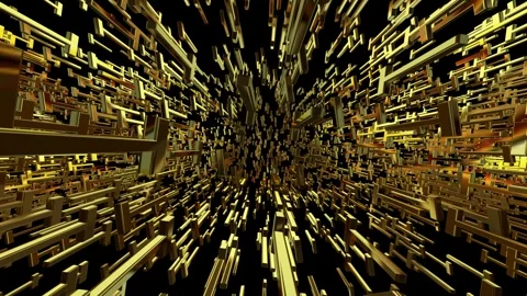 Movement Through a Field of Golden Figures, Background, Exclusive, Reflection Stock Footage 269884456