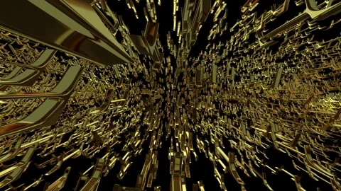 Movement Through a Field of Golden Figures, Exclusive, Background, Reflection Stock Footage 269884591