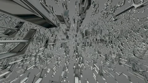 Movement Through a Field of Silver Figures, Reflection, Exclusive, Background Stock Footage 269884867