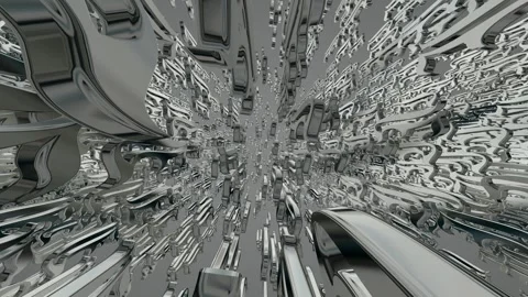 Movement Through a Field of Silver Figures, Exclusive, Reflection, Background Stock Footage 269885002