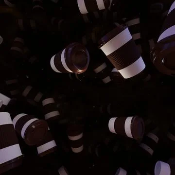 Movement Through Infinite Coffee Cups And Beans Stock Illustration