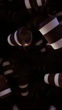 Movement Through Infinite Coffee Cups And Beans Fotos Stock