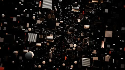 Movement through many different parts of a computer board. looping abstract anim Stock Footage 256807788