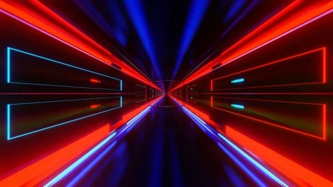 Movement through a multi-colored metal corridor. looping abstract animation. 3d0 Video stock 255927206