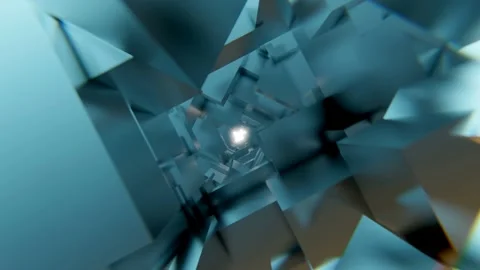 Movement through a rotating tunnel consisting of moving cubes Stock Footage 202593029