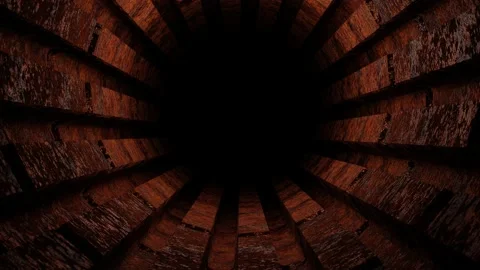 Movement through a rusty metal tunnel. 3d render looped background Video stock 233266247