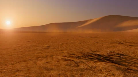 Movement through sandy desert at sunset Stock Footage 44104330