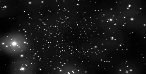 Movement through simple glowing stars with bloom effect on black space Stock Footage 145541159