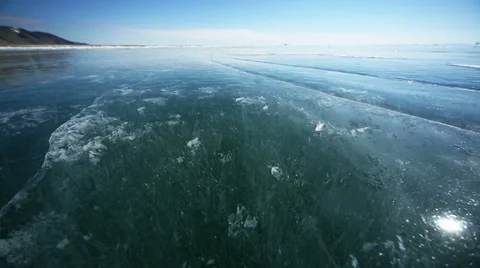 Movement through the transparent ice Stock Footage 36727465