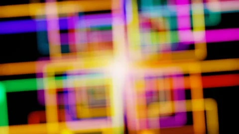 Movement through a tunnel of multi-colored blurry luminous rectangles. looped an Stock Footage 259707111