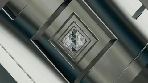 Movement Through the Tunnel of Silver Figures, Background, Reflection, Exclusive Stock Footage 269929582