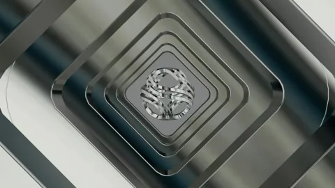 Movement Through the Tunnel of Silver Figures, Reflection, Background, Exclusive Stock Footage 269929588