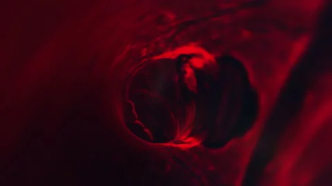Movement through the vessel. A flight in the red tunnel. Looped video. 3d animat Stock-Footage 151874253