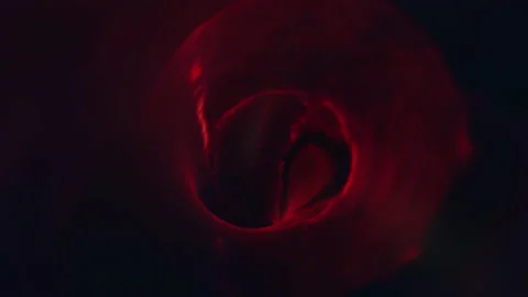 Movement through the vessel. A flight in the red tunnel. Looped video. 3d animat Video stock 151874575
