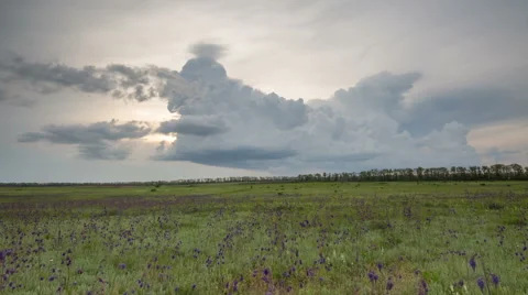 The movement of the thunderclouds over the fields in the vast steppes of the Don Stock-Footage 63600043
