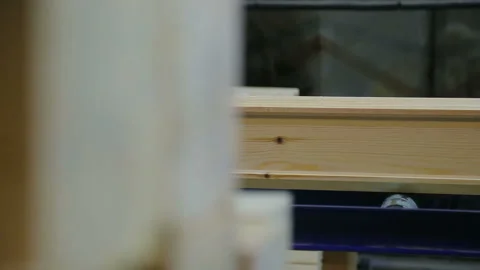 Movement of timber in a woodworking machine Stock Footage 87391763