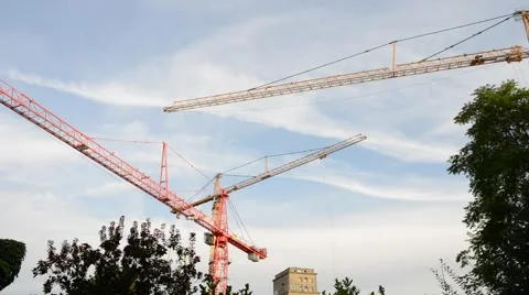 Movement of Tower Crane Stock Footage 61324507
