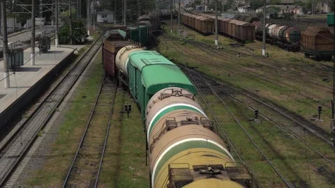 The movement of a Train wagons loaded with Fuel Oil on Railway Tracks Stock Footage 237470535