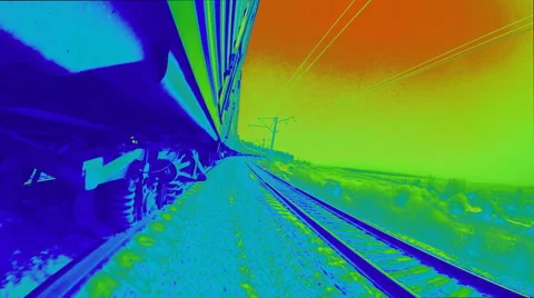 The movement of the train in the winter on the highway abstract Stock Footage 68804571