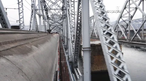 The movement of trains on the bridge Stock Footage 61803018
