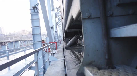 The movement of trains on the bridge Stock Footage 61934684