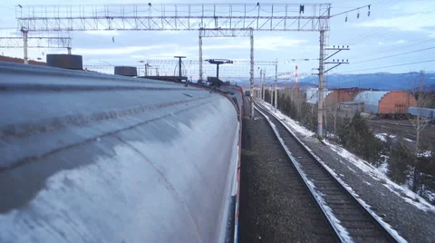Movement of trains on the railway Stock Footage 61799568