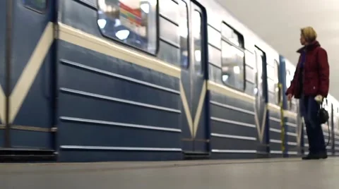 The movement of trains in the subway Stock Footage 43955226
