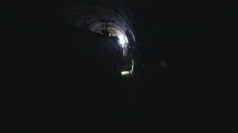 The movement of trains through the tunnel Stock Footage 61801173