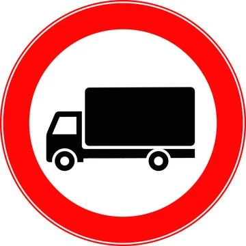 The movement of trucks is prohibited. Vector image. Stock Illustration
