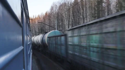 The movement of two cargo trains Stock Footage 62642493