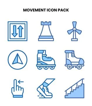 Movement Two Colour Bundle Icons Pack Stock Illustration