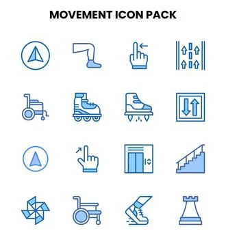 Movement Two Colour Bundle Icons Pack Stock Illustration