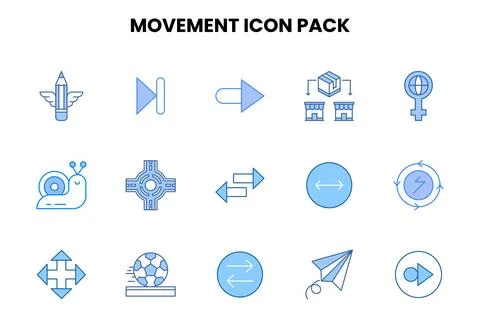 Movement Two Colour Design Icons Pack Stock Illustration