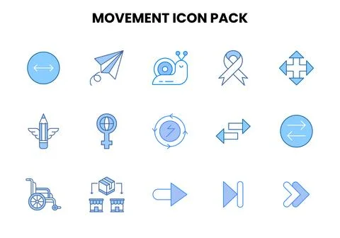 Movement Two Colour Design Icons Pack Stock Illustration