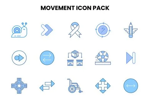 Movement Two Colour Icons Pack Stock Illustration
