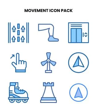 Movement Two Colour Icons Pack Stock Illustration