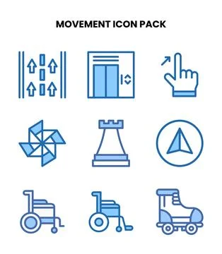 Movement Two Colour Vector Icons Pack Stock Illustration