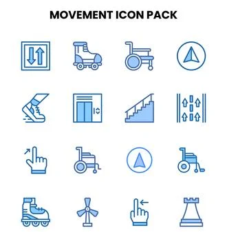 Movement Two Colour Vector Icons Pack Illustrazione stock