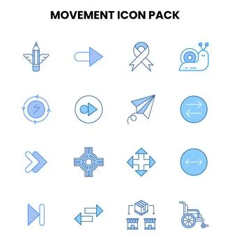 Movement Two Colour Vector Icons Pack Stock Illustration