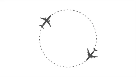 The movement of two planes in a circle. Planes fly along the dotted line course. Stock Footage 316493031
