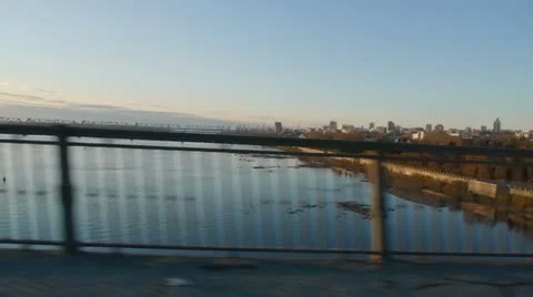 Movement of vehicles on the bridge Stock Footage 12487778