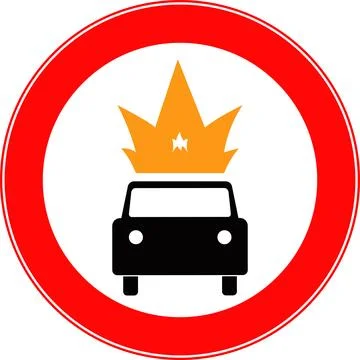The movement of vehicles with explosive and flammable loads is prohibited. Stock Illustration