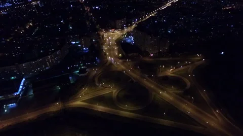 The movement of vehicles at the traffic junction night Stock-Footage 67874547