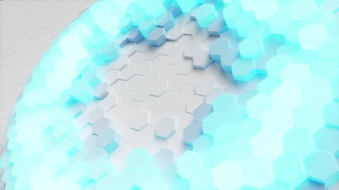 Movement of a wall of hexagons in waves up and down, which creates blue self Video stock 140898556