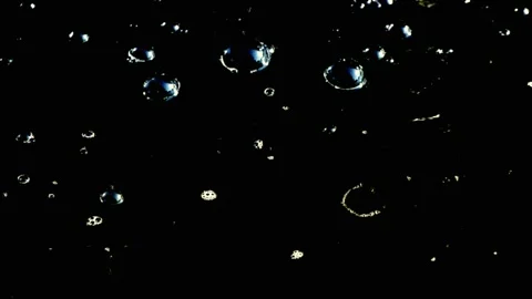 Movement of water bubbles on black background Stock Footage 273148099