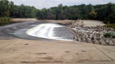 The movement of water on surface of the river Stock Footage 41454946