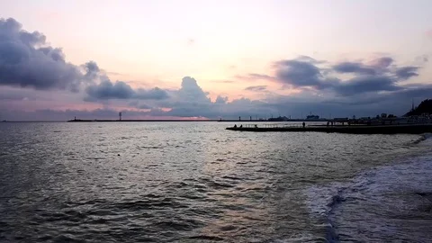 The movement of waves and ships Stock Footage 109335368